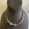 120ctw Multi-shaped Firework Cut Multicolor Statement Necklace