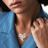 White Sapphire Paved Large Bow Pendant Necklace