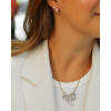White Sapphire Paved Large Bow Pendant Necklace
