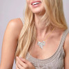 White Sapphire Paved Large Bow Pendant Necklace