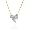 White Sapphire Paved Large Bow Pendant Necklace