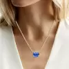 7.5ct Cushion Cut Blue Sapphire Vintage Pendant Necklace