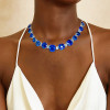 60ctw Gradient Size Cushion Cut Blue Sapphire Statement Necklace