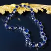 60ctw Gradient Size Cushion Cut Blue Sapphire Statement Necklace