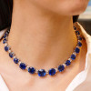60ctw Gradient Size Cushion Cut Blue Sapphire Statement Necklace