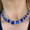 60ctw Gradient Size Cushion Cut Blue Sapphire Statement Necklace