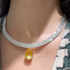 12ct Pear Cut Yellow Sapphire Baguette Chain Statement Necklace