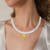 12ct Pear Cut Yellow Sapphire Baguette Chain Statement Necklace