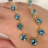 40ctw Round Cut Aquamarine Vintage Tennis Necklace
