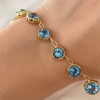 40ctw Round Cut Aquamarine Vintage Tennis Necklace
