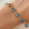 40ctw Round Cut Aquamarine Vintage Tennis Necklace