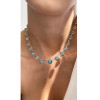 40ctw Round Cut Aquamarine Vintage Tennis Necklace