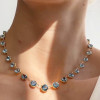 40ctw Round Cut Aquamarine Vintage Tennis Necklace