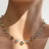 40ctw Round Cut Aquamarine Vintage Tennis Necklace