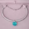20ct Oval Cut Paraiba/Yellow Sapphire Paved Collar Necklace