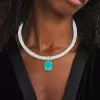 20ct Oval Cut Paraiba/Yellow Sapphire Paved Collar Necklace