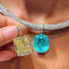20ct Oval Cut Paraiba/Yellow Sapphire Paved Collar Necklace