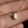 3ct Pear Cut White Sapphire Bezel Pendant Necklace