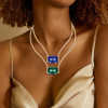 16ct Radiant Cut Blue/Green/Pink Sapphire Pendant Necklace