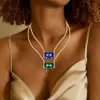 16ct Radiant Cut Blue/Green/Pink Sapphire Pendant Necklace