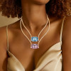 16ct Radiant Cut Blue/Green/Pink Sapphire Pendant Necklace