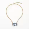 16ct Radiant Cut Blue/Green/Pink Sapphire Pendant Necklace