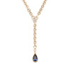 10ct Pear Cut Blue Sapphire Paved Link Chain Necklace