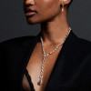 10ct Pear Cut Blue Sapphire Paved Link Chain Necklace