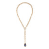 10ct Pear Cut Blue Sapphire Paved Link Chain Necklace