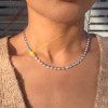 24ctw Bezel Set Pear Cut Button Back Tennis Necklace