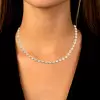 24ctw Bezel Set Pear Cut Button Back Tennis Necklace