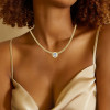 3ct Round Cut Bezel Set White Sapphire Woven Chain Necklace