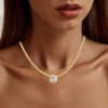 3ct Round Cut Bezel Set White Sapphire Woven Chain Necklace