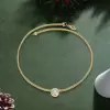 3ct Round Cut Bezel Set White Sapphire Woven Chain Necklace