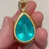 20ct Pear-shaped Paraiba Matte Pendant Necklace