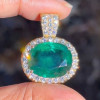 10ct Oval Cut Emerald Wide Herringbone Chain Statement Necklace