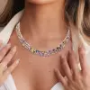 66ctw Emerald Cut Multicolor Sapphire Statement Necklace
