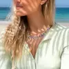 66ctw Emerald Cut Multicolor Sapphire Statement Necklace