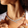9ctw White Sapphrie Paved Snake inspired Collar Necklace