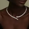 9ctw White Sapphrie Paved Snake inspired Collar Necklace