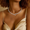 9ctw White Sapphrie Paved Snake inspired Collar Necklace