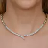 9ctw White Sapphrie Paved Snake inspired Collar Necklace