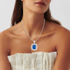 18ct Emerald Cut Blue Sapphire Vintage Pendant Necklace