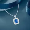 18ct Emerald Cut Blue Sapphire Vintage Pendant Necklace