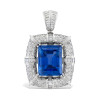 18ct Emerald Cut Blue Sapphire Vintage Pendant Necklace