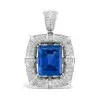18ct Emerald Cut Blue Sapphire Vintage Pendant Necklace