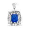 18ct Emerald Cut Blue Sapphire Vintage Pendant Necklace