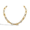 White Sapphire Paved Link Chain Two Tone Statement Necklace