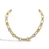 White Sapphire Paved Link Chain Two Tone Statement Necklace