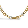 White Sapphire Paved Link Chain Two Tone Statement Necklace